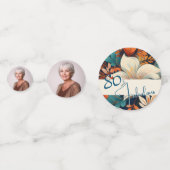 Confettis 80 et fabuleux Motif Flower Photo Anniversaire (Devant)