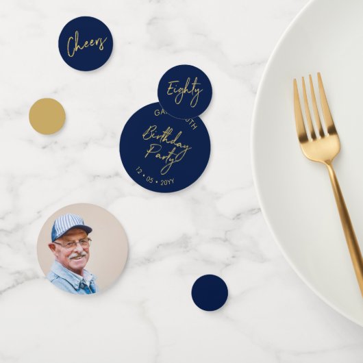 Confettis 80 | Gold & Navy Modern 80th Birthday Party (Groupe)