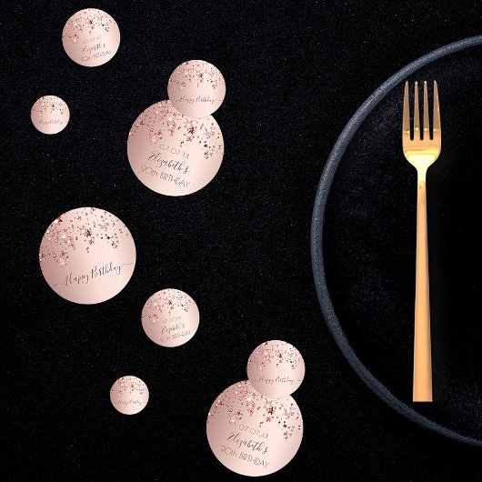 Confettis 90e anniversaire rose or rose étoiles glam