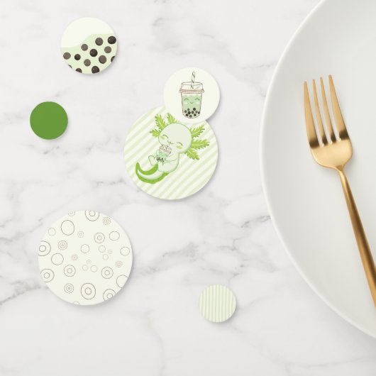 Confettis Adorable Green Axolotl Boba Tea Kid Anniversaire (Groupe)