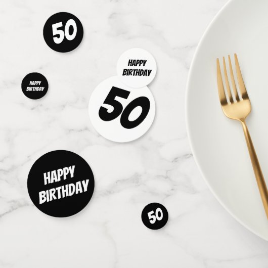 Confettis Âge personnalisé - Anniversaire noir et blanc (Groupe)