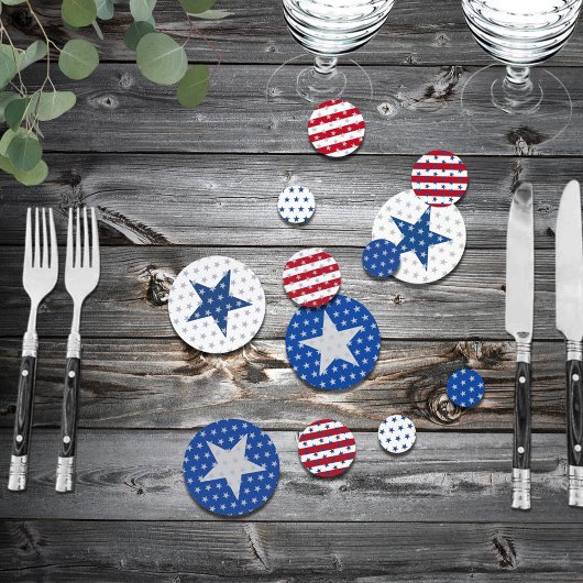 Confettis Americana Red White Blue Stars Stripes Celebration