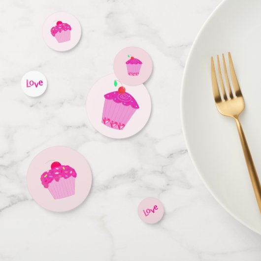 Confettis Amour Cupcake Rose (Groupe)