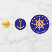 Confettis Ancrage de famille et roue de navire sur bleu roya (Derrière)
