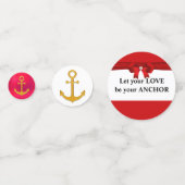 Confettis Ancre d'amour sur Rouge Golden & White (Devant)