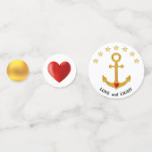 Confettis Ancre d'amour sur Rouge Golden & White (Derrière)