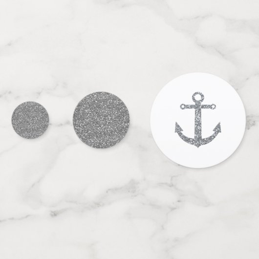 Confettis Ancre de Parties scintillant en argent et blanc Na (Derrière)