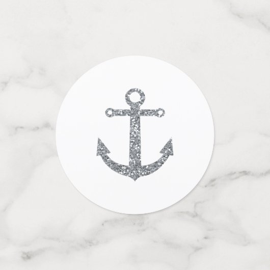 Confettis Ancre de Parties scintillant en argent et blanc Na (Petit recto)