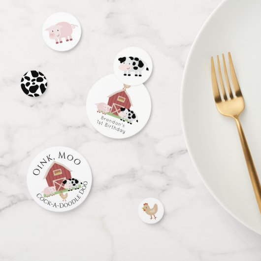 Confettis Animaux de ferme Barnyard Blanc Anniversaire Confe (Groupe)