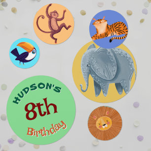 Confettis Animaux de la jungle Safari aquarelle anniversaire