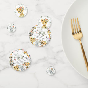Confettis Animaux de la jungle, Safari, Fleurs, Baby shower