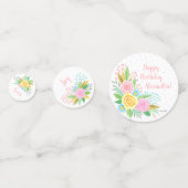 Confettis Anniversaire Ananas Rose Floral rose Turquoise (Devant)