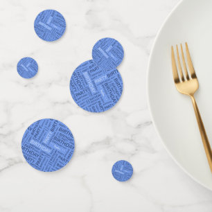 Confettis Anniversaire bleu typographie ajouter nom