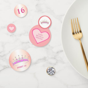 Confettis Anniversaire chic 16 ans sur rose et or rose