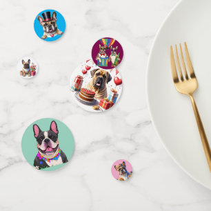 Confettis Anniversaire de Bouledogue Mastiff Dogue de Bordea