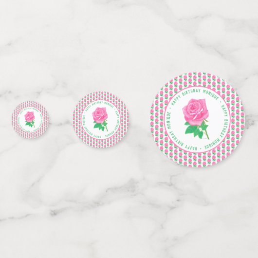 Confettis Anniversaire de Rose rose (Derrière)