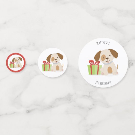 Confettis Anniversaire du Chiot mignon (Devant)