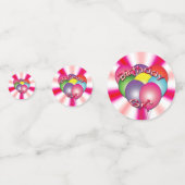 Confettis Anniversaire fille rose tourbillon avec ballons (Derrière)