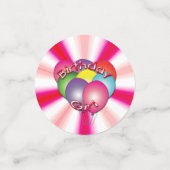 Confettis Anniversaire fille rose tourbillon avec ballons (Petit recto)
