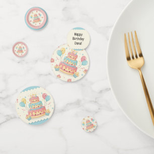 Confettis Anniversaire Kawaii - Gâteau et Cupcakes Mignons