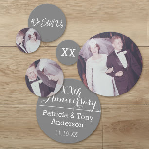 Confettis Anniversaire mariage - 3 Photos - 25ème gris argen