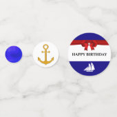 Confettis Anniversaire nautique sur Blue Golden & White (Devant)