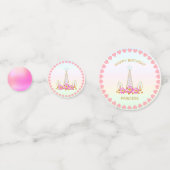 Confettis Anniversaire Princesse Unicorne, Coeurs & Or (Derrière)