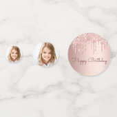 Confettis Anniversaire rose or parties scintillant gouttes p (Derrière)