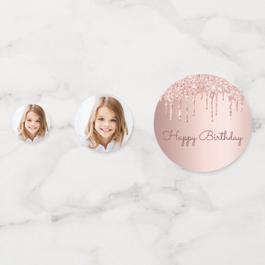 Confettis Anniversaire rose or parties scintillant gouttes p (Derrière)