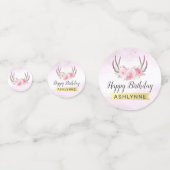 Confettis Anniversaire Rustique Floral Antlers Blush Rose & (Devant)