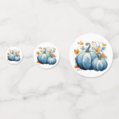 Confettis Aquarelle Bleu Citrouilles et feuilles d'automne (Devant)