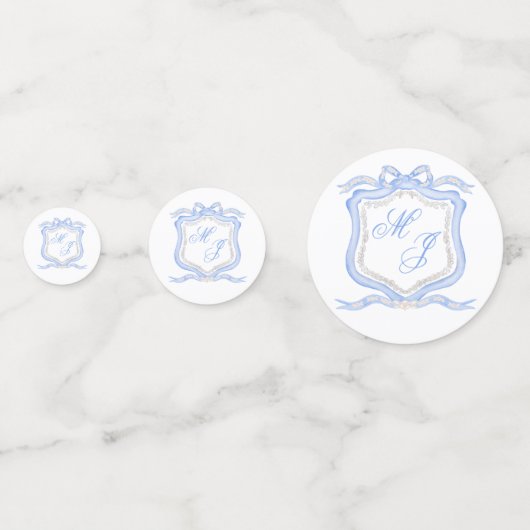 Confettis Aquarelle Designer Blue Monogram Crest (Devant)