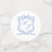 Confettis Aquarelle Designer Blue Monogram Crest (Petit recto)