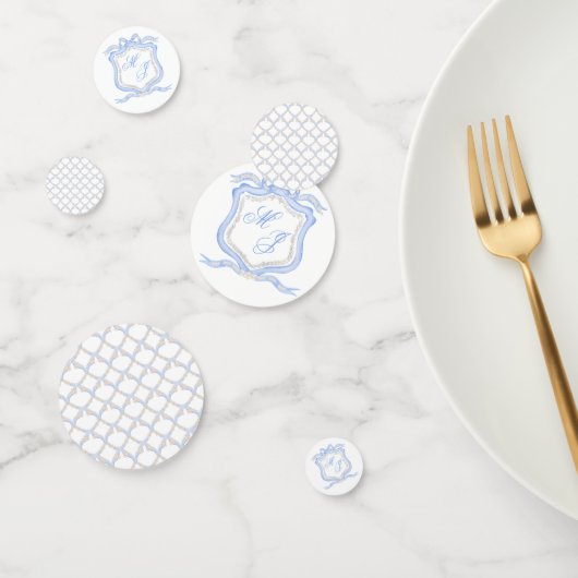 Confettis Aquarelle Designer Blue Monogram Crest (Groupe)