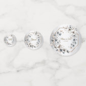 Confettis Aquarelle Fleurs blanches Cadre doré Argent Turquo (Derrière)