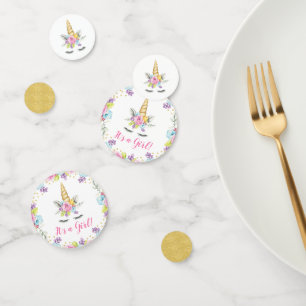Confettis Aquarelle Floral Unicorne C'est un Baby shower de