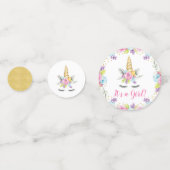 Confettis Aquarelle Floral Unicorne C'est un Baby shower de (Devant)