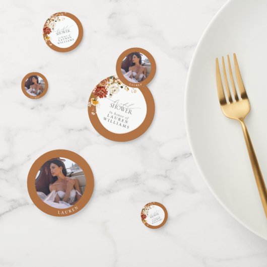 Confettis Aquarelle orange rouille Fête des mariées florale (Groupe)