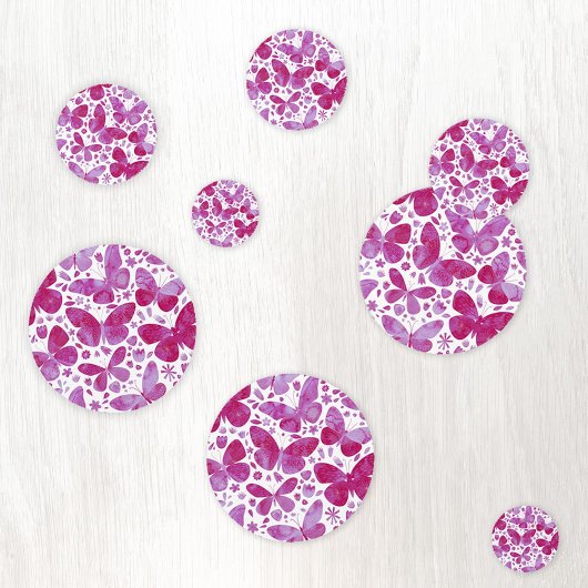 Confettis Aquarelle papillon Magenta Rose