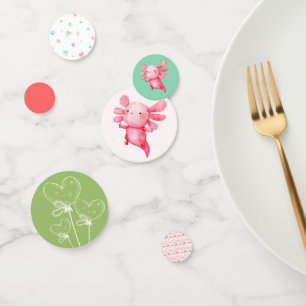 Confettis Aquarelle rose Axolotl fête d'anniversaire