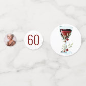 Confettis Aquarelle Rose de vin rouge Photo 60e anniversaire (Devant)