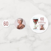 Confettis Aquarelle Rose de vin rouge Photo 60e anniversaire (Derrière)