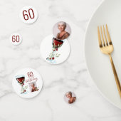 Confettis Aquarelle Rose de vin rouge Photo 60e anniversaire (Groupe)