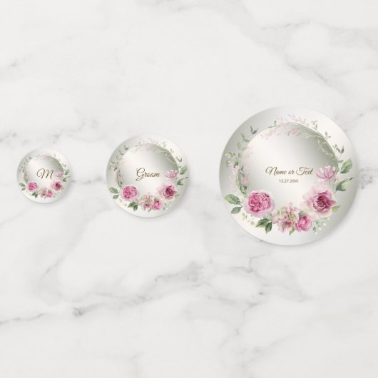 Confettis Aquarelle rose Floral Frame Bronze brillant (Derrière)