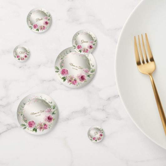 Confettis Aquarelle rose Floral Frame Bronze brillant (Groupe)