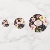 Confettis Aquarelle Roses rose et jaune sur Noir, Anniversai (Devant)