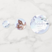 Confettis Aquarelle rustique Aqua Lilac Feuilles Enregistrer (Devant)