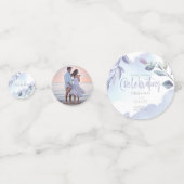 Confettis Aquarelle rustique Aqua Lilac Feuilles Enregistrer (Derrière)