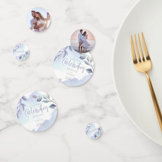 Confettis Aquarelle rustique Aqua Lilac Feuilles Enregistrer (Groupe)