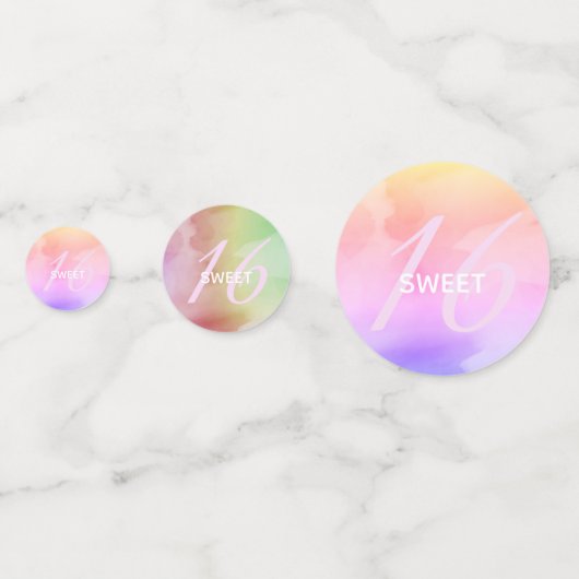 Confettis Aquarelle Script Rainbow Pastel Sweet 16 (Derrière)